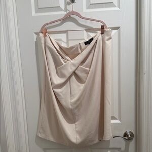 Eloquii Cream Draped Midi Skirt